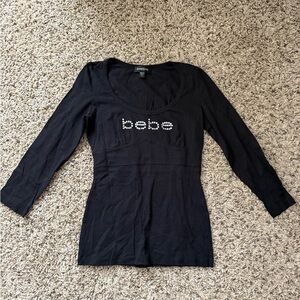 Bebe Black Long Sleeve Top
